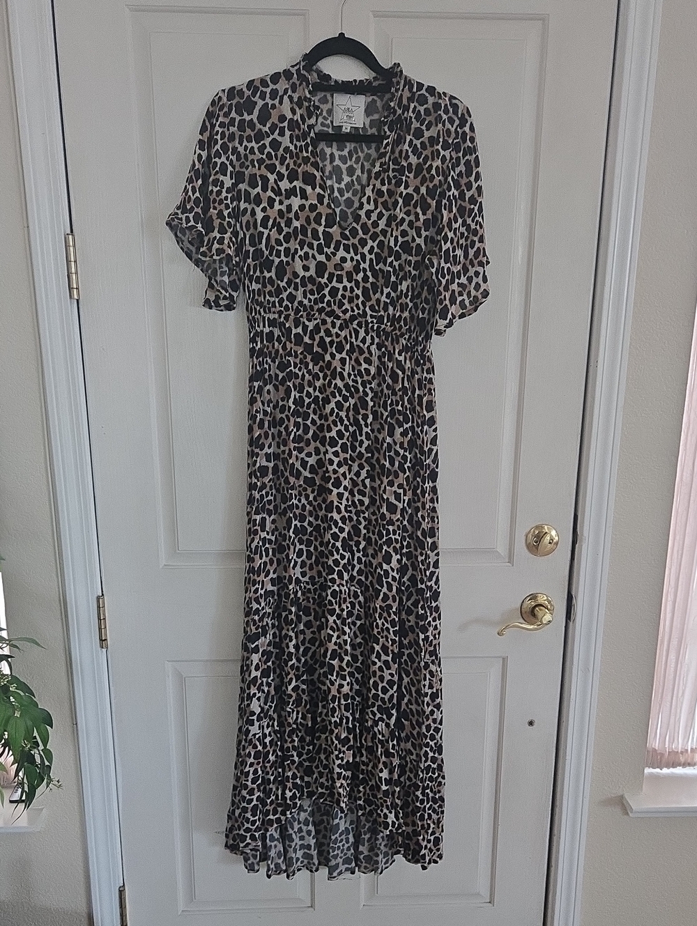 Leopard Print Maxi Dress in Neutral Brown
